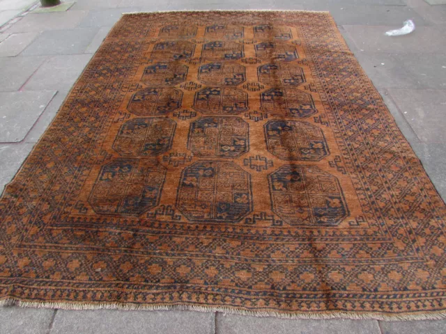 Vintage Traditional Hand Made Golden Afghan Oriental Wool Gold Carpet 203x150cm