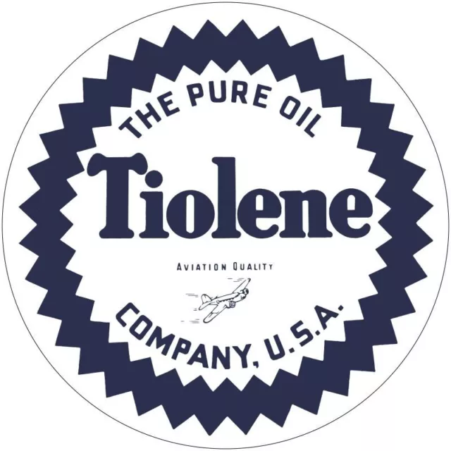 Pure Oil Company TIOLENE NEW Metal Sign: 14" Dia. Steel Round Style