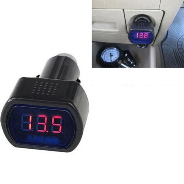Car Universal Mini 12V-24V Black Shell Digital Red LED Volt Voltage Gauge