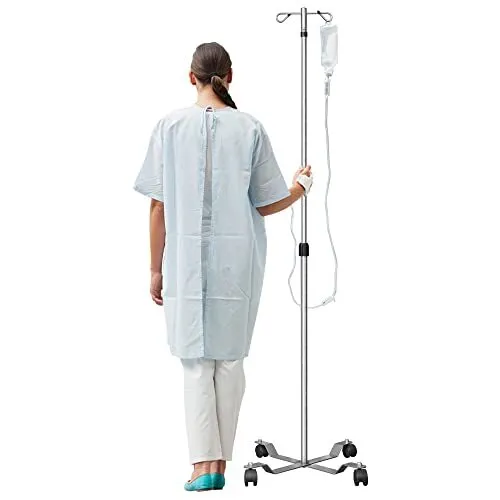 IV Pole with Wheels Medical Portable IV Stand Pole with 2 Hook & 4 Caster, IV...