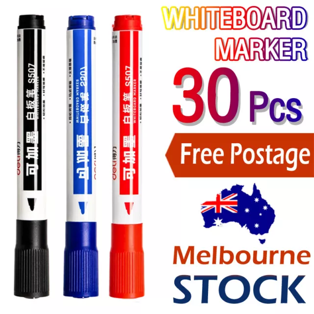 Deli 30Pcs Whiteboard Pen Marker Metal Plastic- Longer life Top Quality Pen