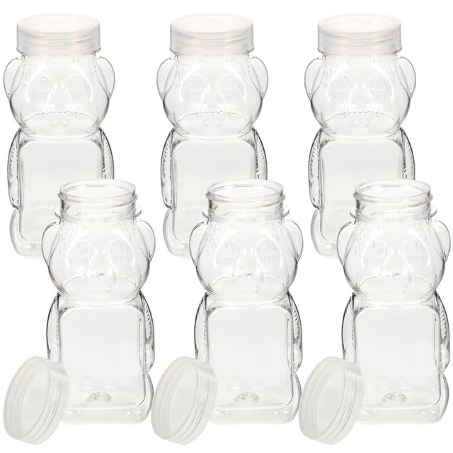 6 piezas botella de miel en forma de oso botella de almacenamiento de dulces botella de miel transparente