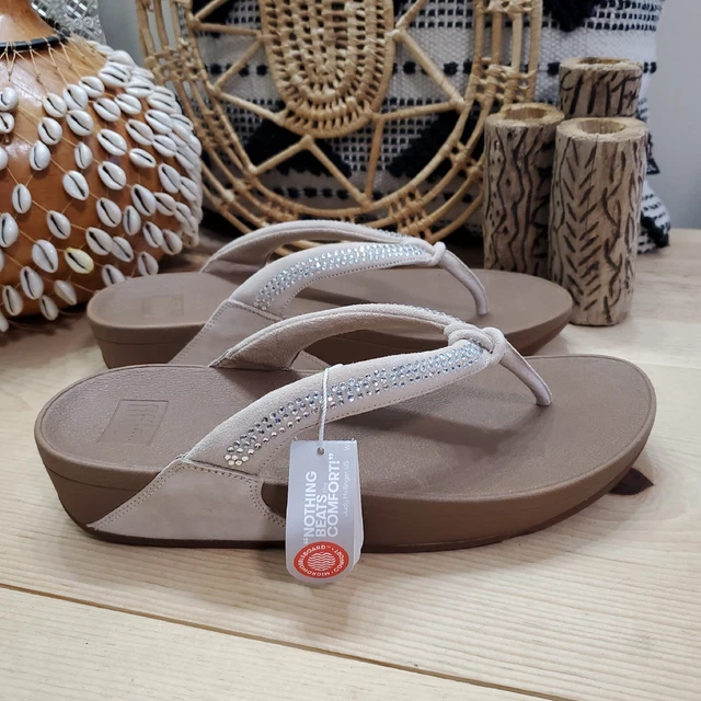 Fitflop Crystal Swirl Flip-Flop Sandals Suede Rhinestones Comfort Women's Sz 11