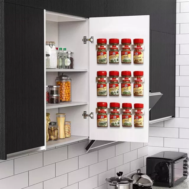 Plastic Kitchen Spice Rack Organizer 20 Spice Gripper Clip Strips Cabinet Door f