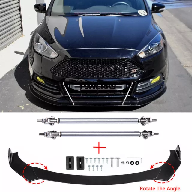 For Ford Focus RS ST Fiesta MK4 5 Front Bumper Lip Splitter Spoiler + Strut Rods