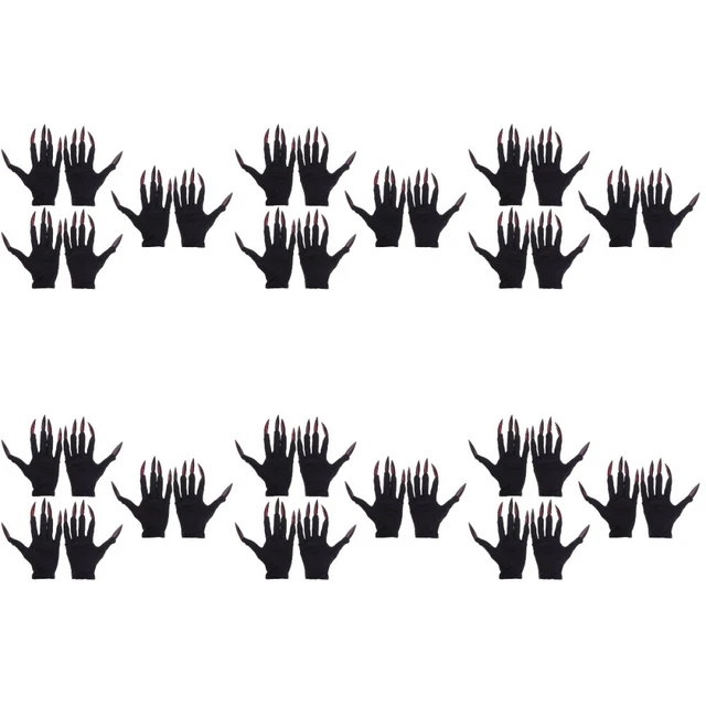 18 Pairs Halloween Costume Props Red Ghost Nail Hand Witch Costume Gloves