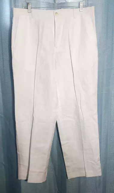 Perry Ellis Classic Fit Linen Blend White Mens Pants 34 X 30