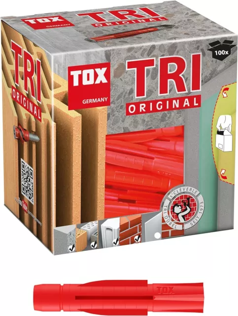 TOX Allzweckdübel Tri 6 x 51 mm, Dübel für fast alle Baustoffe, 100 6x51 mm