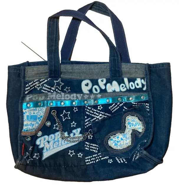 y2k vintage japanese brand pop melody denim jeans tote bag purse 2000's kawaii