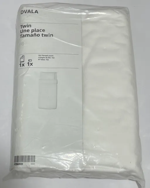 IKEA DVALA Solid White Duvet Comforter Cover & Pillowcase 100% Cotton TWIN NEW