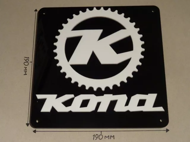 KONA Bikes, Kona Cycling Acrylic sign, Black & White 190 X 190mm