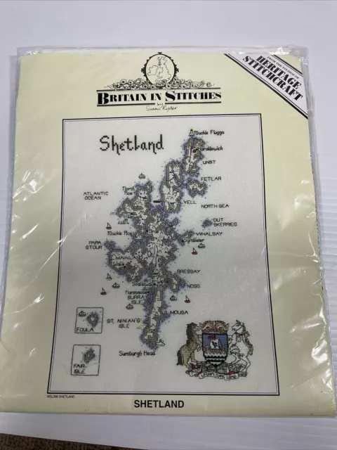 Britain in Stitches Cross Stitch Kit Shetland By Susan Ryder Map New