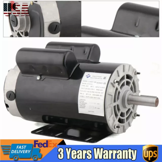 5 HP Air Compressor Electric Motor 3450RPM Single Phase 7/8" Shaft Heavy Duty