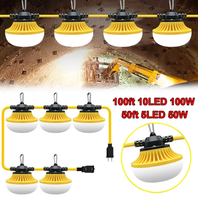 100FT Construction String Lights LED Industrial Grade For Construction Sites USA
