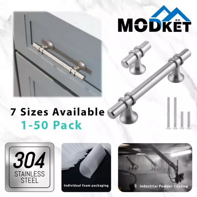 Brushed Nickel Modern Round Cabinet Handles Bar Pulls Knobs Kitchen Hardware