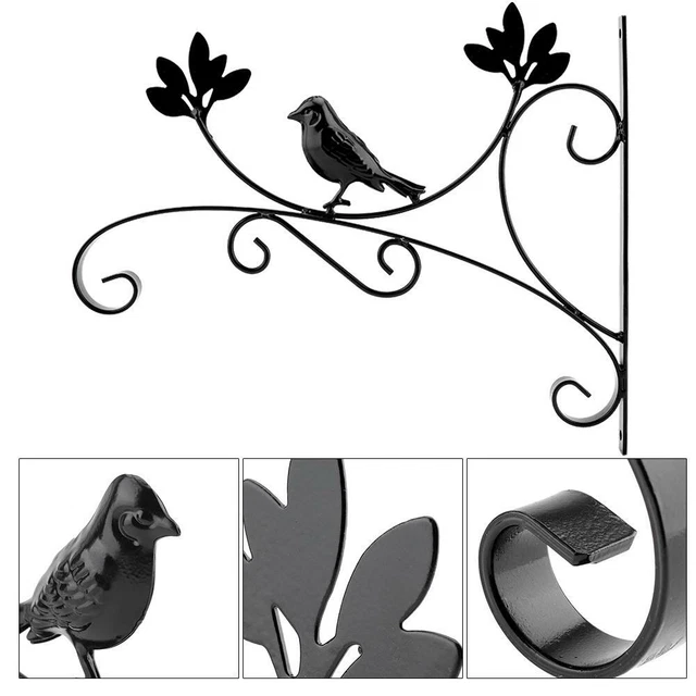 Supports de Panier Suspendu, Crochets de Suspension Muraux en Fer, Métal Supports d'accrochage pour l'extérieur avec Vis, Décoration de Jardin pour Plantes Lanternes Carillons éoliens (2 Pièces