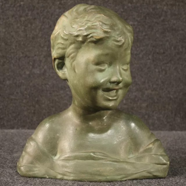 Sculpture in terracotta child bust style antique object statue art 20th century 3