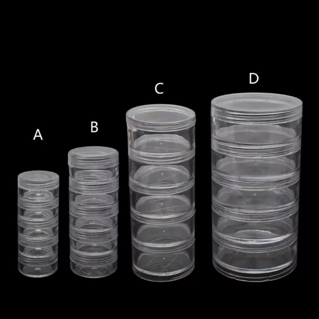 5 Layer Cylinder Stackable Containers Clear Plastic Round Storage Organizer for