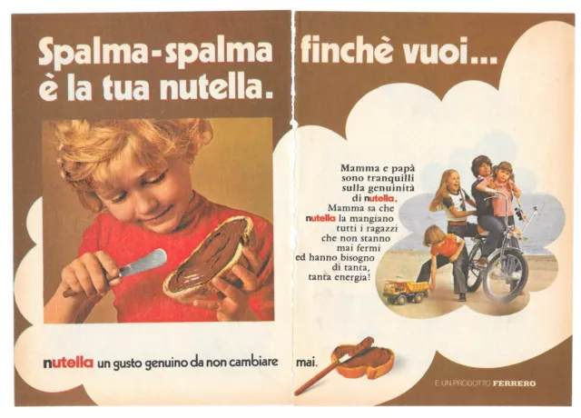 PUBBLICITÀ ANNI 70 Nutella Ferrero Spalma spalma finchè vuoi