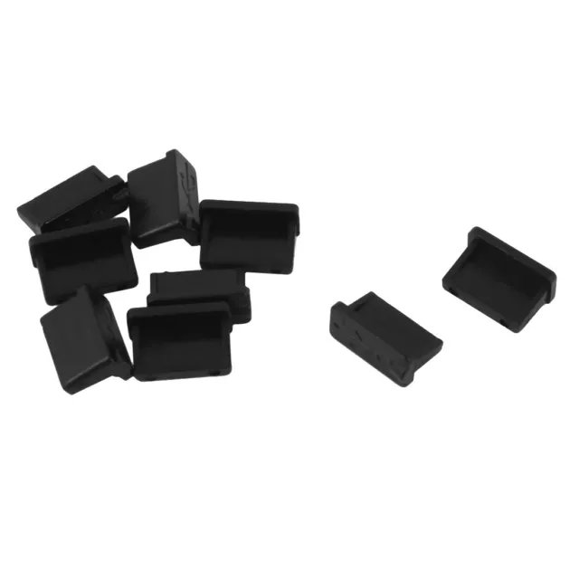 PC Phone anti-poussière caoutchouc couvercle USB Femelle Noir 9pc protecteur