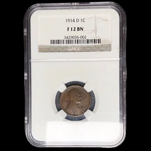 1914 D NGC F-12 Lincoln Cent Wheat Penny  W9635