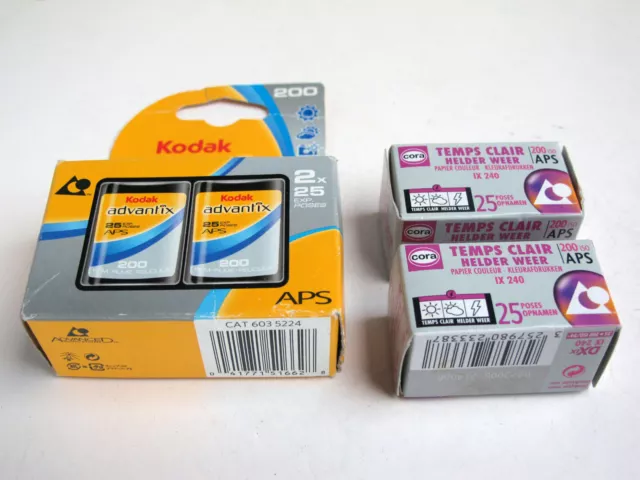 4 films couleur format APS Kodak, Cora, 200 iso, 25 poses - Neuf non ouvert