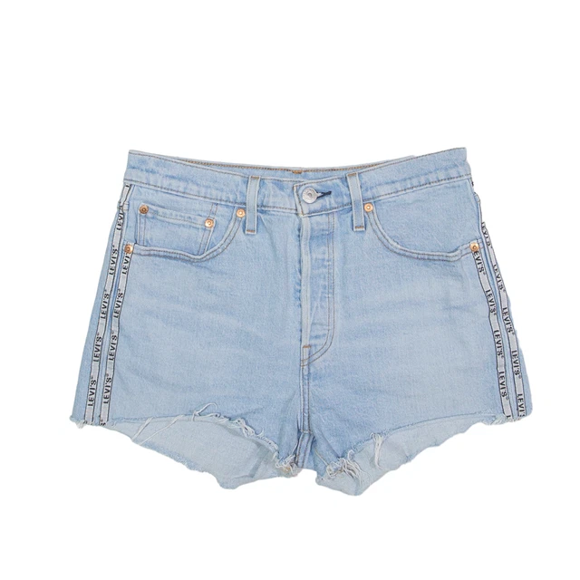 Pantaloncini denim Levi's 501 Big E grezzo orlo blu normale donna S W28