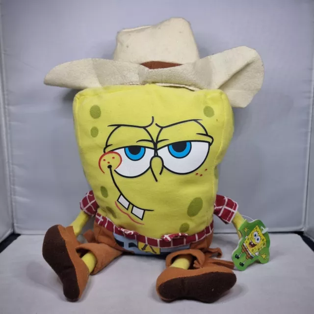 BNWT 2007 Play By Play Spongebob Squarepants - Cowboy Sheriff Soft Plush Toy 15"