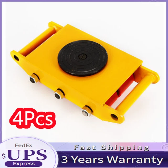 4x/Set Machine Dolly Skate Machinery Roller Mover Cargo Trolley 17600lbs/8 Ton
