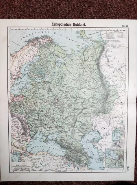 große alte Karte +Europäisches Russland+ 1900 +Polen, Ostpreußen, Baltikum+