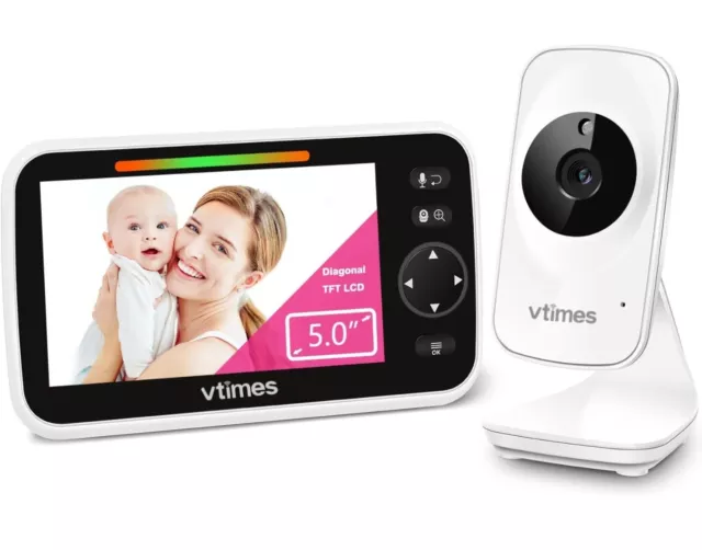 Vtimes HB50 Wireless Video Baby Monitor with Digital Camera 5" Screen