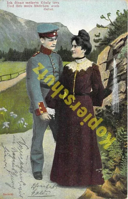 Patriotika AK Liebespaar Soldat nimmt Abschied 1.WK Feldpost Propaganda  um 1915