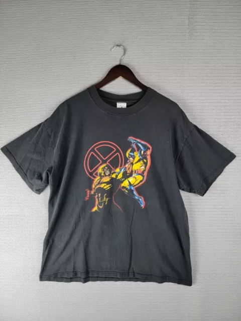 Wolverine vs Sabretooth t-shirt x-men marvel comic book size XL faded VTG
