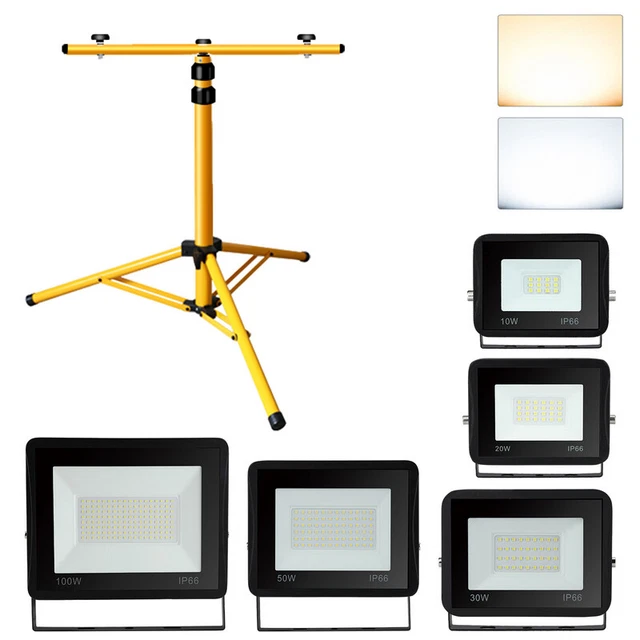 LED Fluter mit Stativ Flutlicht Arbeitsleuchte Strahler IP66 2x10W - 100W