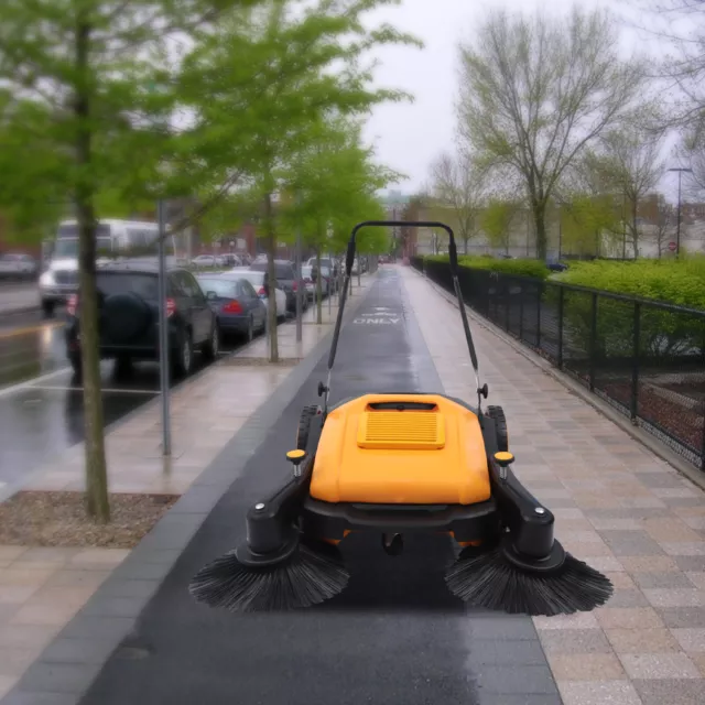 41"Hand Push Sweeper Walk-Behind Pavement Street Sweeping Tool Cleaner Floor 55L