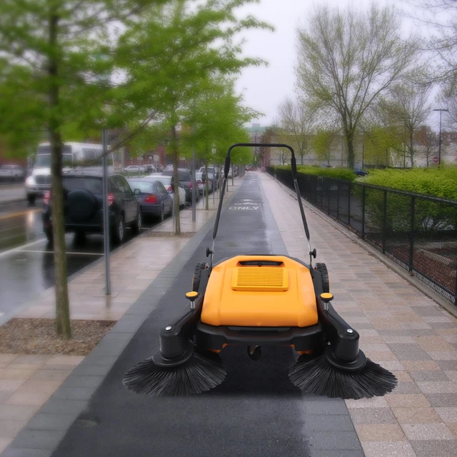 41in Hand Push Sweeper Walk-behind Outdoor Floor Sweeping 14.53 Gallon Capac
