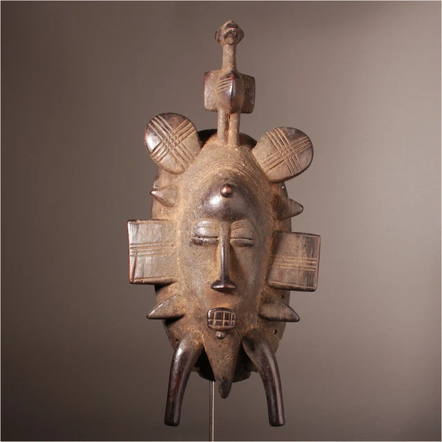 12679 Senufo Kepelie Mask Poro Iconic Ivory Coast Metalldisplay Includes