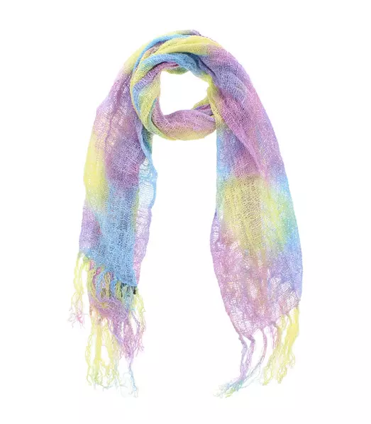 Ladies Womens Girls Pastel Pattern Cotton Tassled Scarf 150cm Long x 30cm Wide