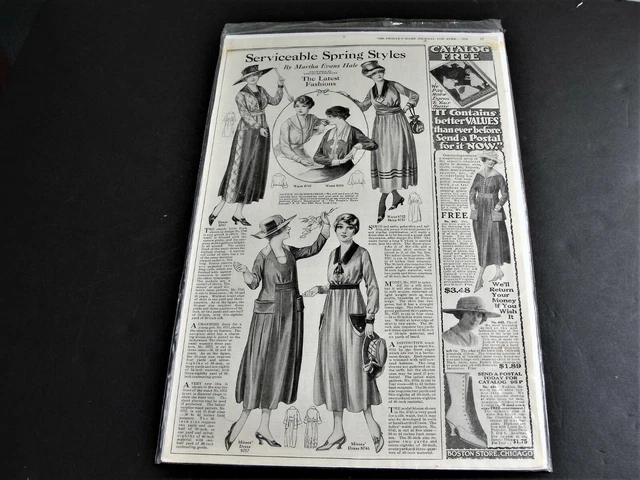 Serviceable Spring Styles- The People's Home Journal, 1918 Magazine Page  Ad.
