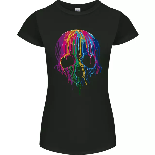 Melting Skull Biker Motorcycle Gothic Womens Petite Cut T-Shirt