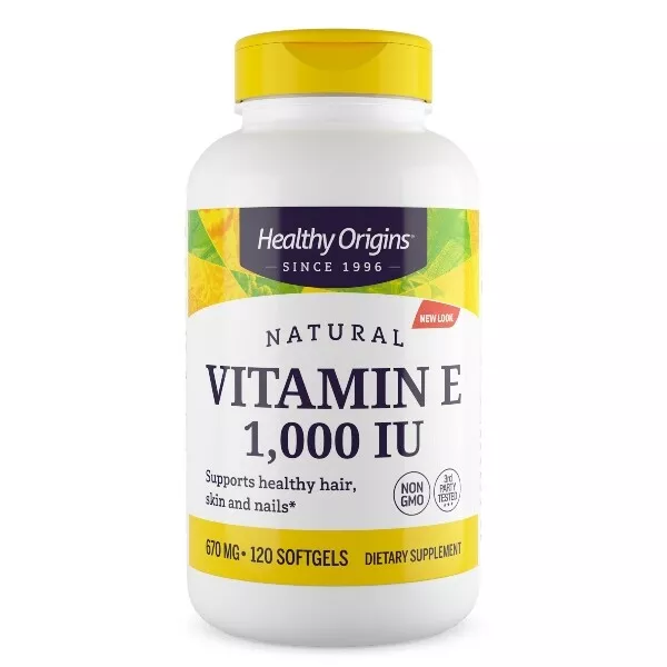 Reines natürliches Vitamin E-1000 IE 120 Kapseln | Natürliche gemischte Tocopherole