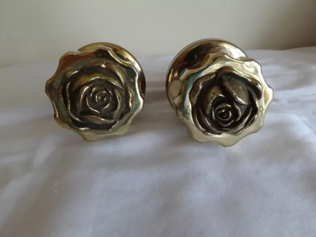 Nos Art Deco Heavy Brass Bathroom Sink Handles With Rose Pattern