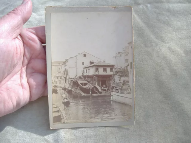 Fotografia Originale 1880 Circa Con Bacino Di Carenaggio A Chioggia O Venezia