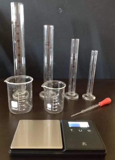 Science Lab Glass Lot Beakers Test Tubes Cylinder Dropper Greater Good Scale