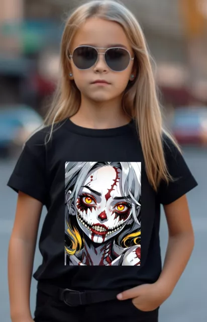 Zombie Girl Halloween Anime Clown Monster T Shirt Boy Girl MESSAGE ME SIZE UK