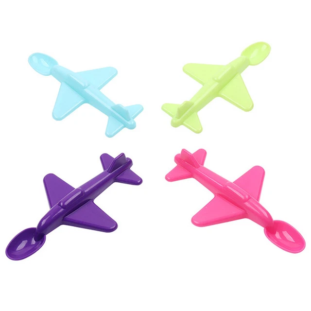 Fashion Baby Training Spoon Airplane Shape Long Handle Children Spoon Tablew-EL