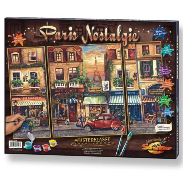 Malen nach Zahlen Paris Nostalgie Triptychon Schipper Paint by numbers Neu & Sof