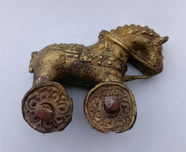 ANCIEN JOUET DE temple Cheval sur roues bronze Inde (59101) EUR 149,00 - FR