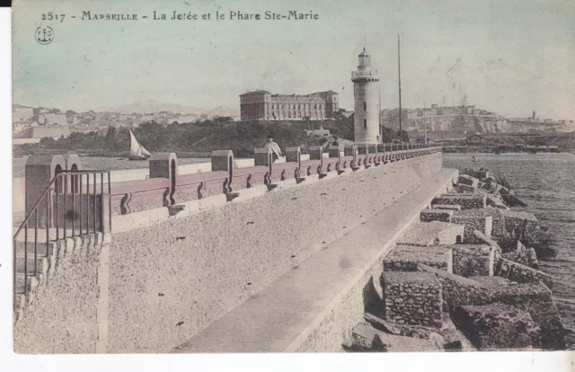 Cpa Marseille La Jetee Et Le Phare Ste Marie