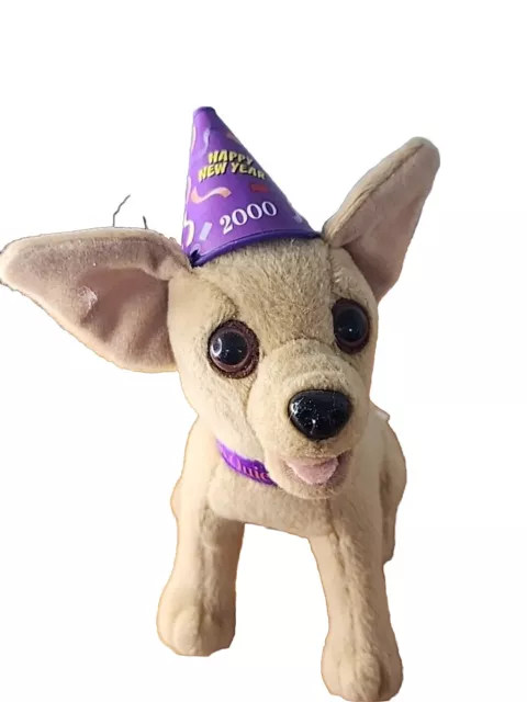 Taco Bell Talking Plush Chihuahua Dog 2000 "Happy New Year Amigos" 6"